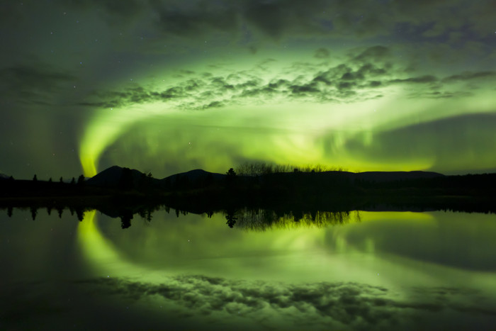 湖泊极光夜景风景摄影图