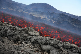 <strong>火山</strong>发热熔浆摄影插图