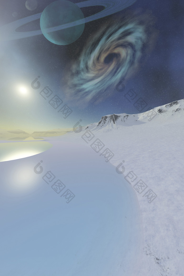 外太空螺旋星云雪景摄影插图