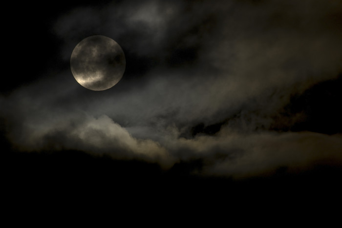 黑夜里的月亮风景插图