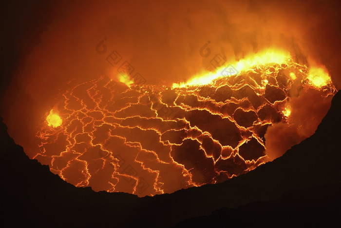 火山熔流熔浆摄影插图