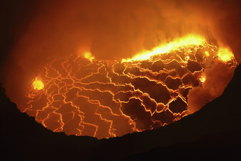 火山熔流熔浆摄影插图