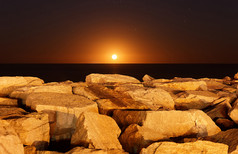海岸日落风景摄影图