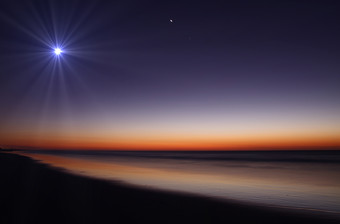 海滩<strong>日落天空</strong>摄影插图