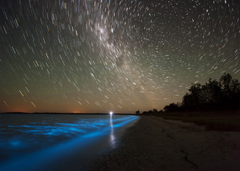 海滩星空风景插图