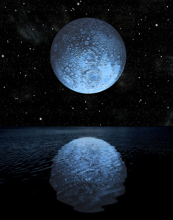 蓝色行星倒影摄影插图