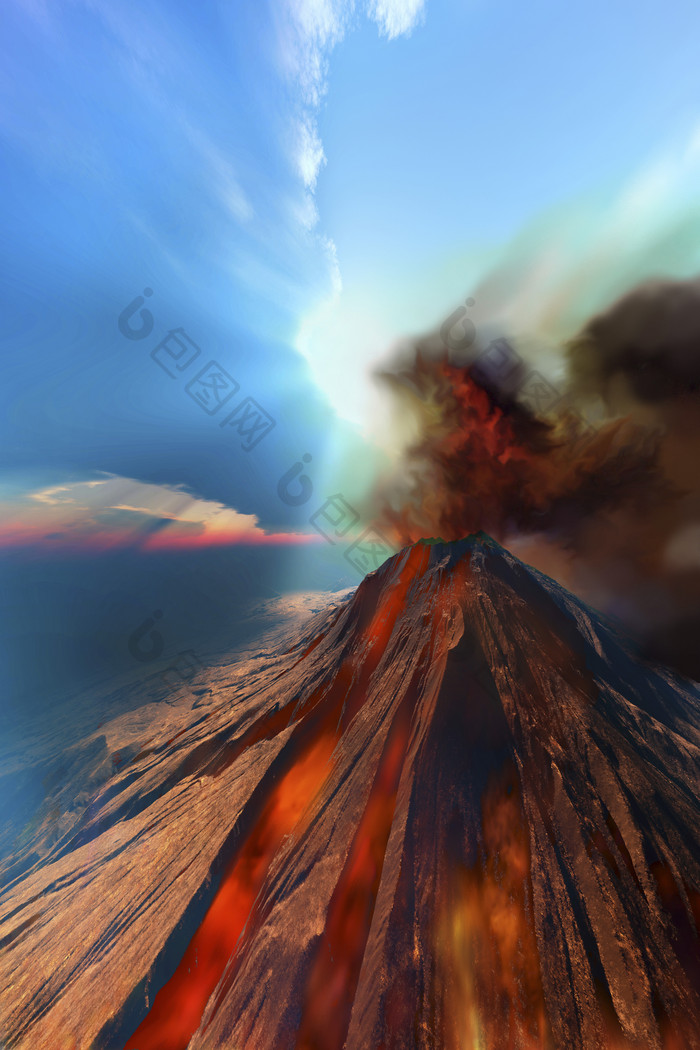 火山喷发岩浆风景摄影插图