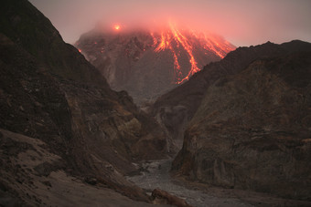 火山大爆发风景摄影图