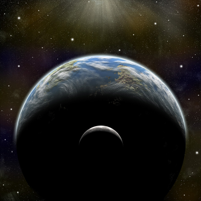 地球小行星摄影插图