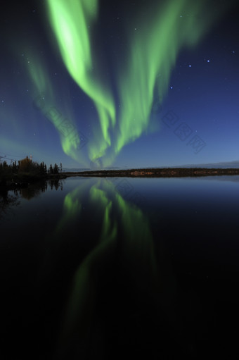 湖泊极光夜景摄影插图
