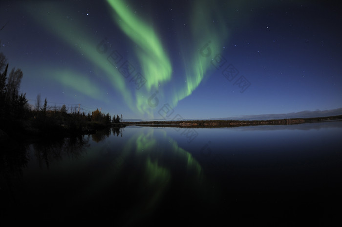 极光夜景湖泊风景插图