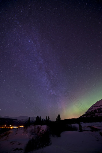 极光<strong>星空</strong>夜景风景<strong>摄影</strong>图