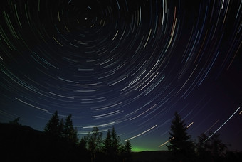 夜晚极光和星星风景图