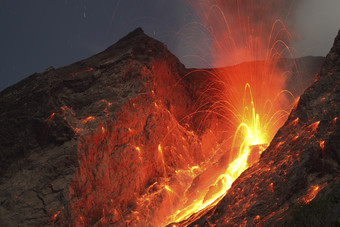 火山迸发熔岩摄影图