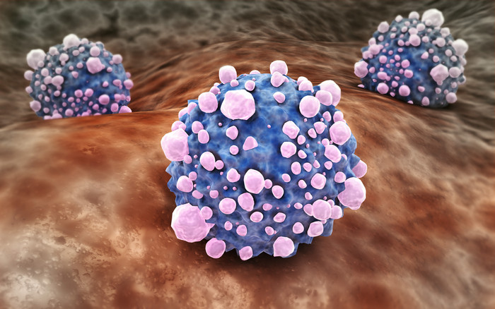 蓝粉色的细菌摄影图