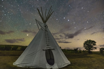 加拿大的帐篷和星空