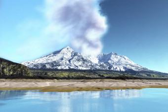 <strong>火山</strong>喷发合成风景图