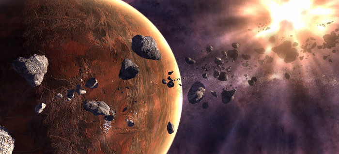 未来主义星球陨石摄影插图