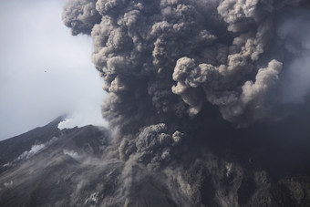 火山大爆发灾害<strong>摄影</strong>插图