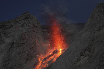 <strong>火山</strong>爆发岩浆<strong>风景</strong>插图