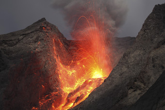 火山迸发岩浆摄影插图