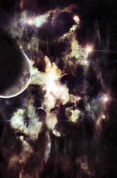 银河系的星云星球插图