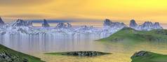 山峰湖泊风景摄影图
