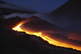 <strong>火山</strong>熔岩熔流摄影插图