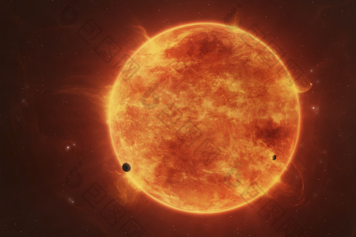 宇宙里发光的太阳插图图片-包图网