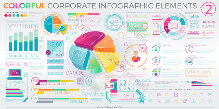 彩色企業信息數據分析圖表圖片