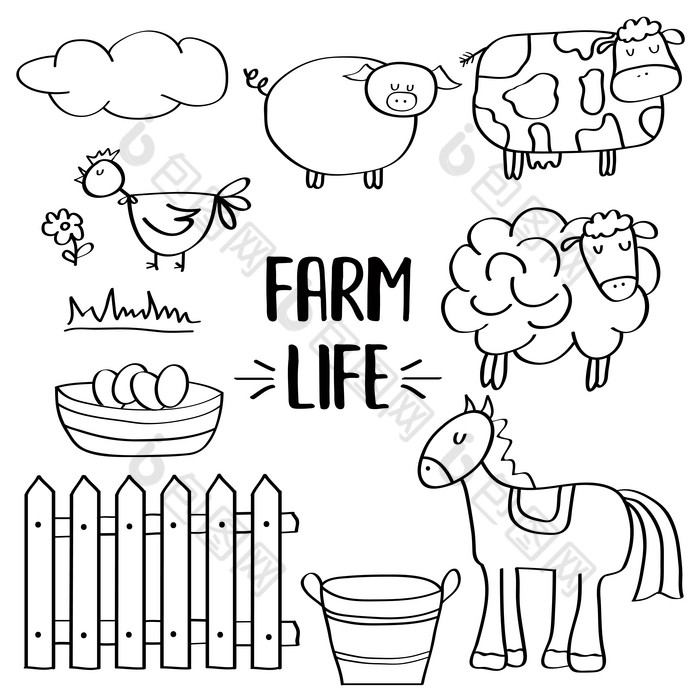 动物农场简笔画 简单图片