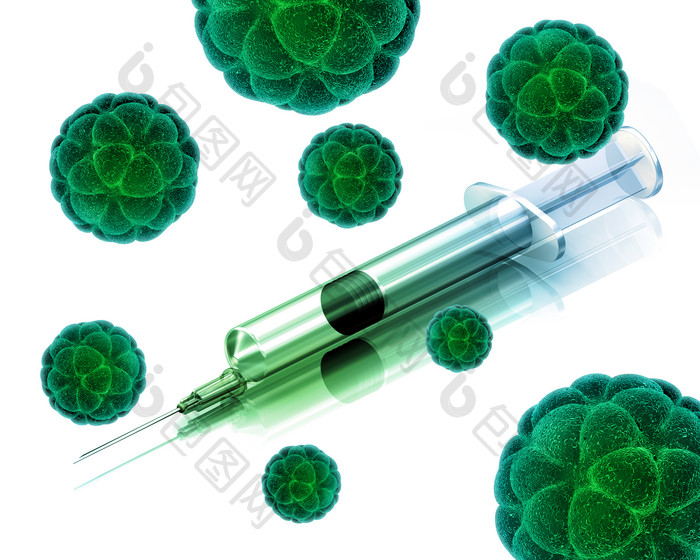 绿色的病毒细胞注射器医学背景设计