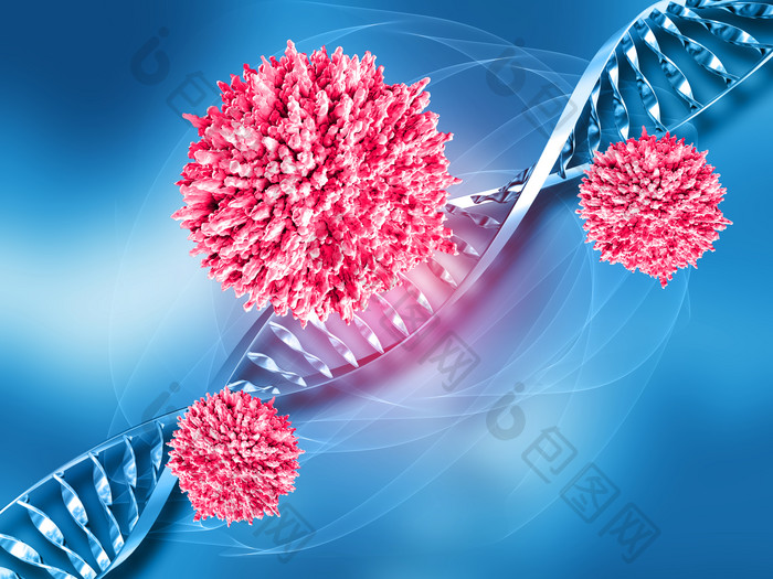 蓝色的DNA片段红色球状病毒背景设计