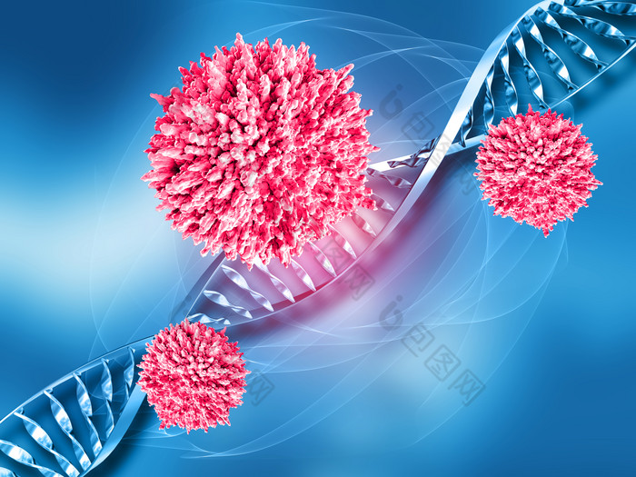 蓝色的DNA片段红色球状病毒背景设计