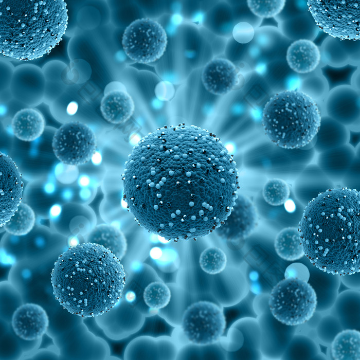 三维渲染球形病毒细胞医学元素背景设计