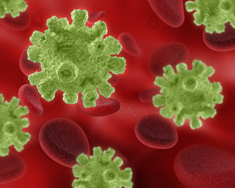 红色血液三维渲染病毒<strong>细胞科学</strong>背景设计