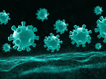 绿色新冠病毒医学模型元素背景设计