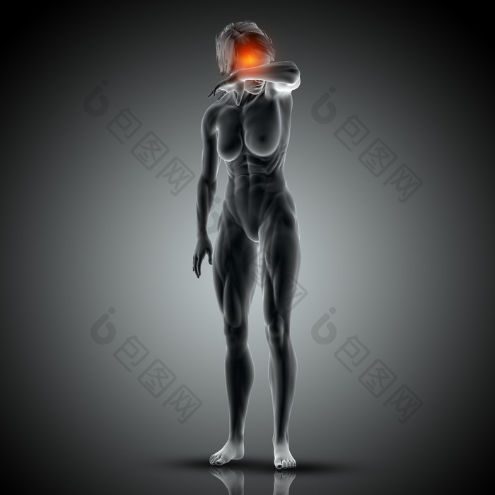 三维模拟女性头部疼痛医学图像