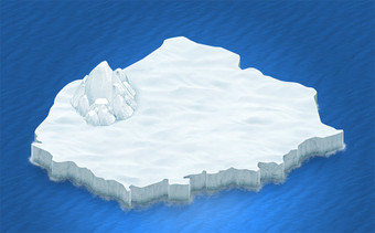 蓝海背景下的三维等距冰地形