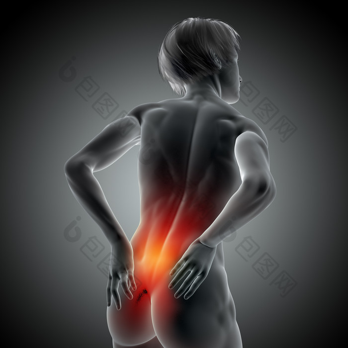 三维绘制女性背部疼痛医学图像