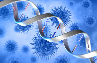 病毒细胞和DNA链图片
