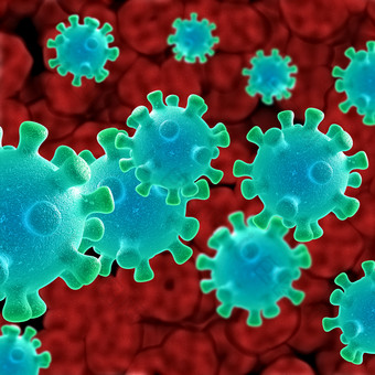 三维<strong>绘制</strong>冠状病毒细胞图片