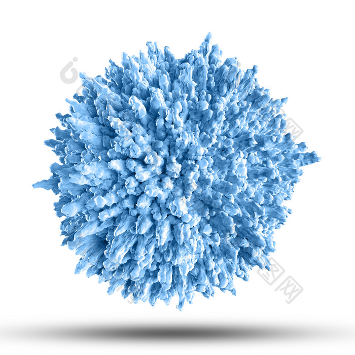 白色背景下详细抽象病毒细胞的三维绘制