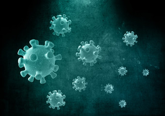 用抽象的冠状病毒细胞绘制垃圾摇滚医学背景