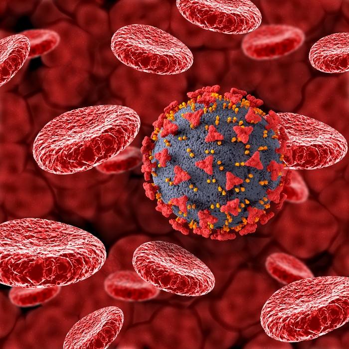 三维渲染血液新冠病毒医学影像设计