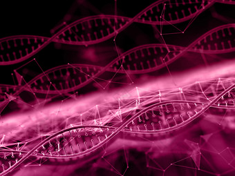 三维<strong>绘制</strong>DNA链条医学模拟元素背景设计