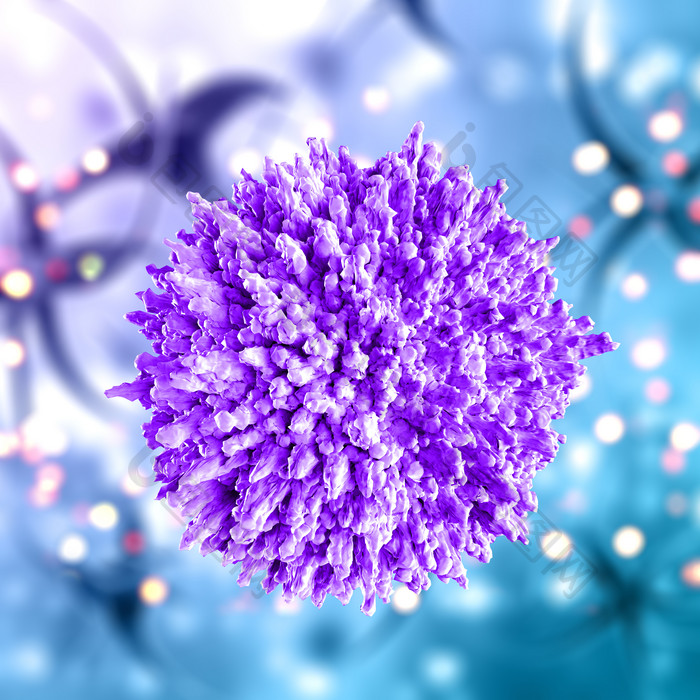 紫色三维绘制医学病毒模型背景设计