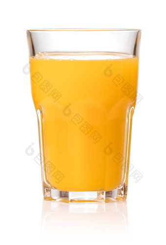 透明玻璃被中的橙汁摄影图