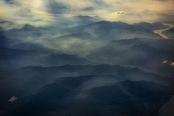 秀美山川河流空中摄影图