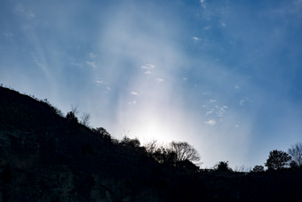 蔚蓝天空烈日薄云摄影图